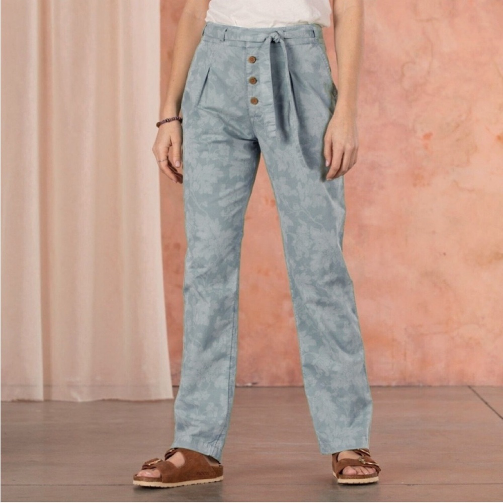Sundance Bastille Easy Floral High-Waisted Blue Pants